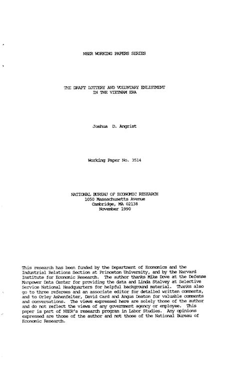The Draft Lottery and Voluntary Enlistment in the Vietnam Era.